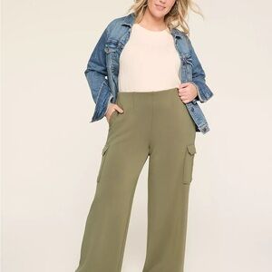Lane Bryant Olive Journey Wide Leg Cargo Pants